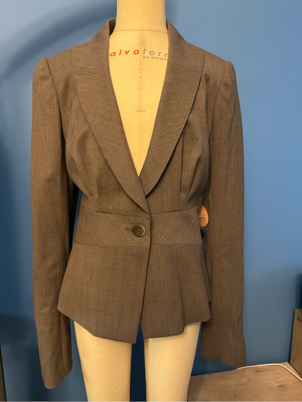 Rebecca Taylor Taupe Single-Button Tailored Blazer